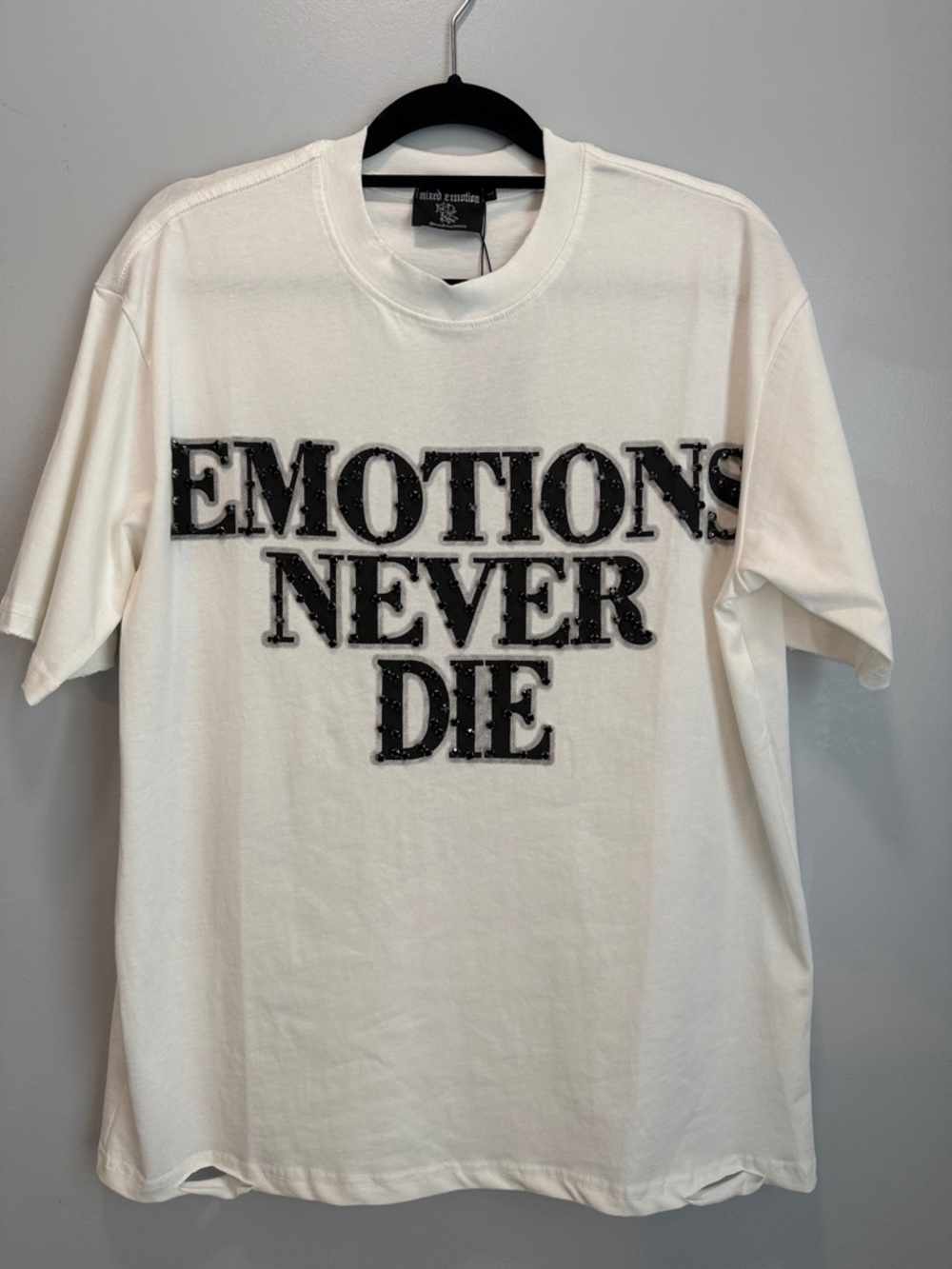 Mixed Emotion Distressed Rhinestone Tee